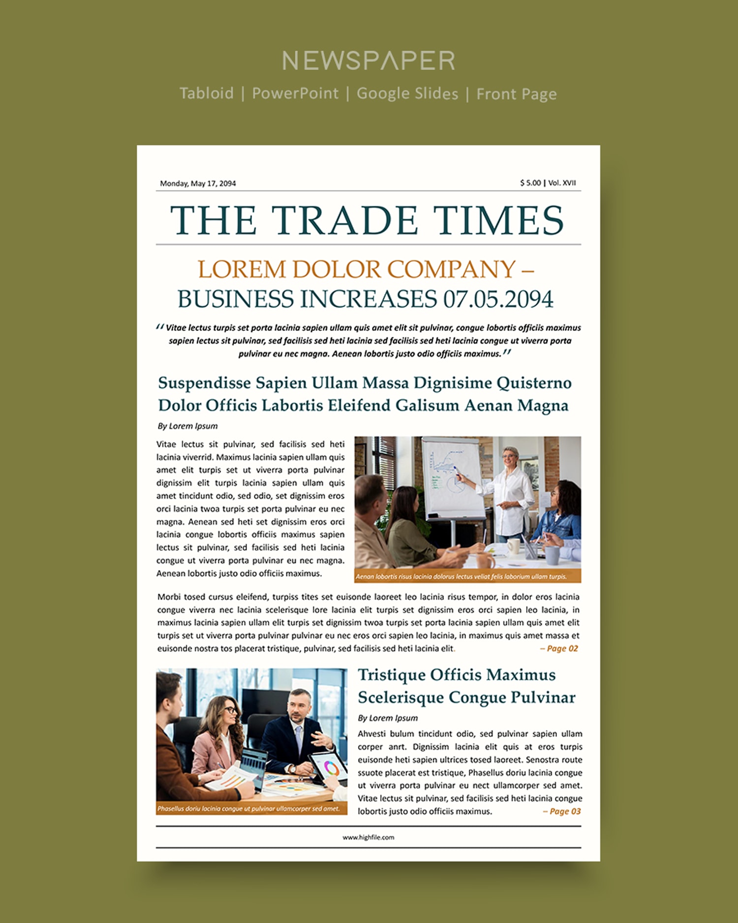 Business Insights Tabloid Newspaper Template - PowerPoint | Google ...