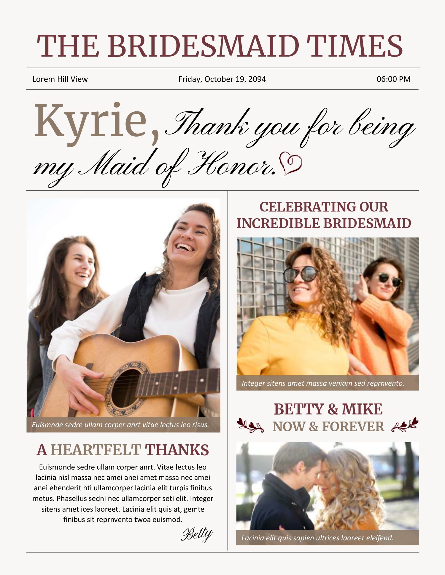 Elegant Bridesmaid Newspaper Card Template Word Google Docs Highfile Elegant Bridesmaid Newspaper Card Template Word Google Docs Highfile