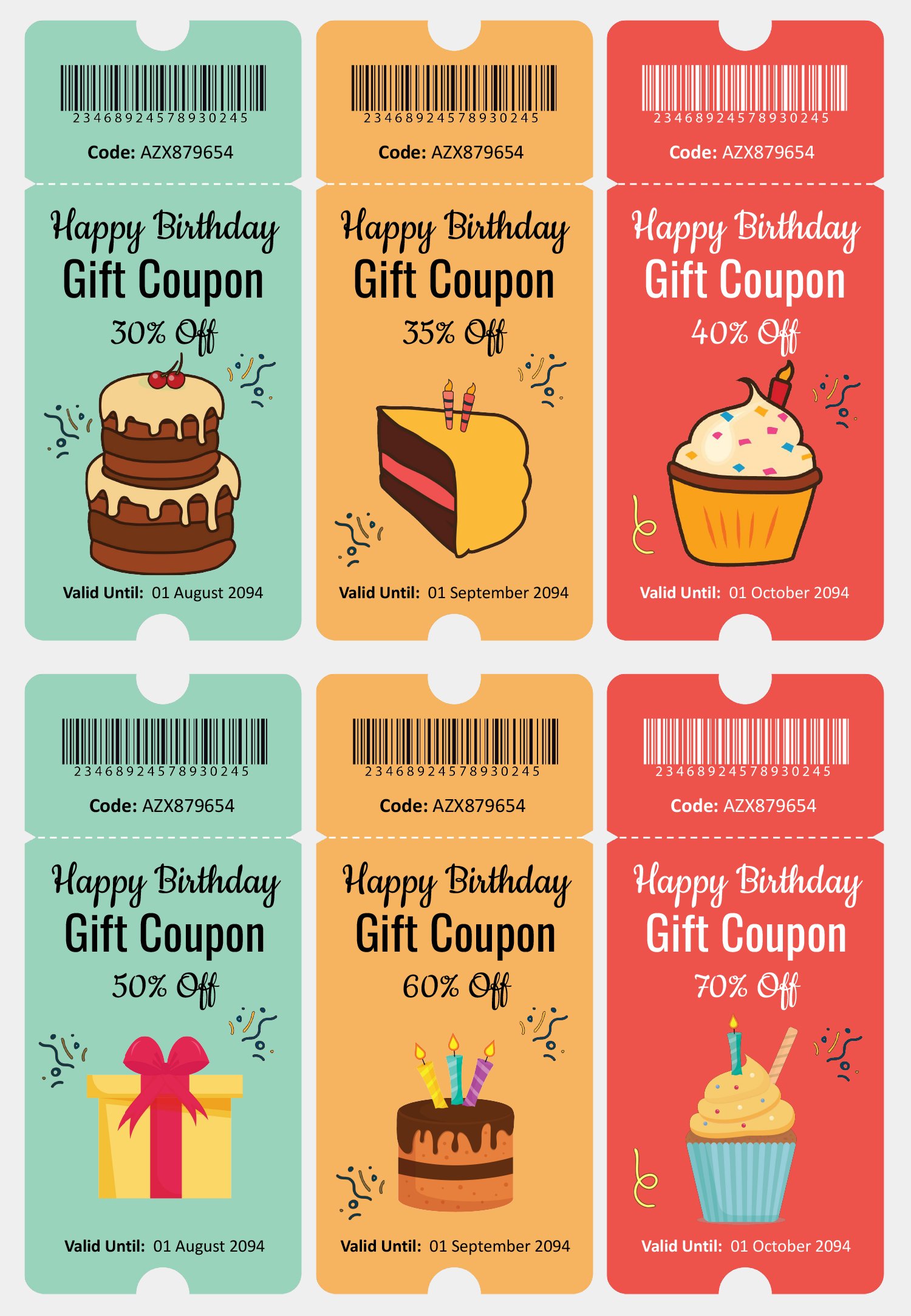 8 Per Page Birthday Coupon Template - Word | Google Docs - Highfile