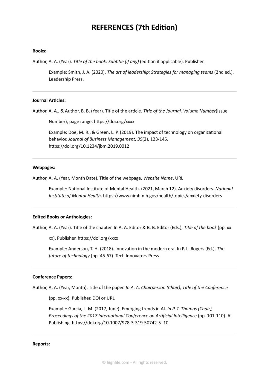 Professional Reference List Template - Word | Google Docs - Highfile