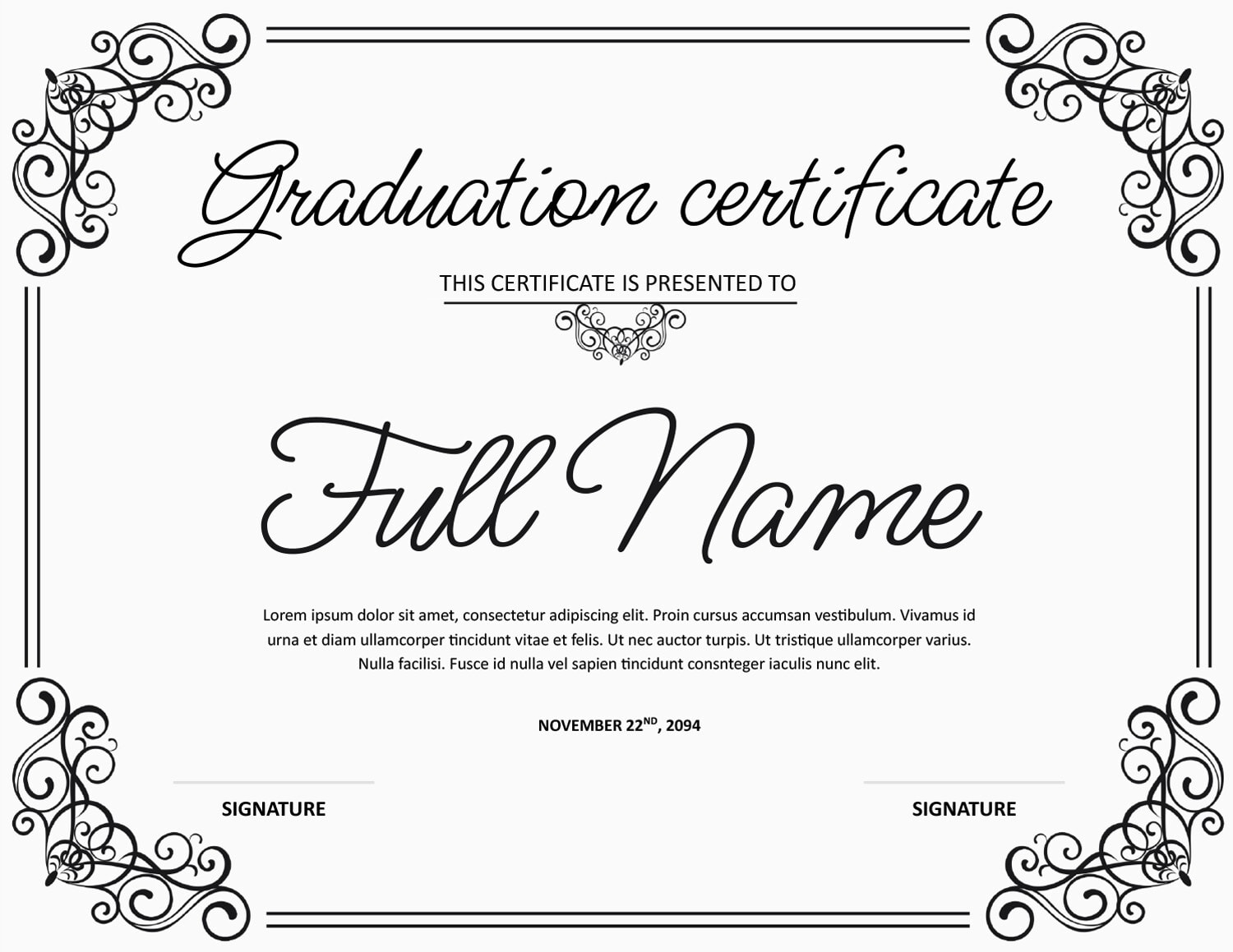 Black and White Graduation Certificate Template - Word | Google Docs - Highfile black-and-white-certificate-images-free-download-on-freepik