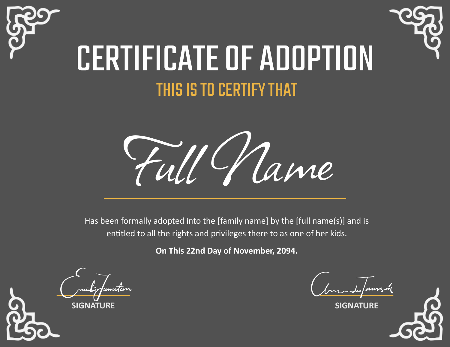 Free Editable Adoption Certificate Templates - Highfile