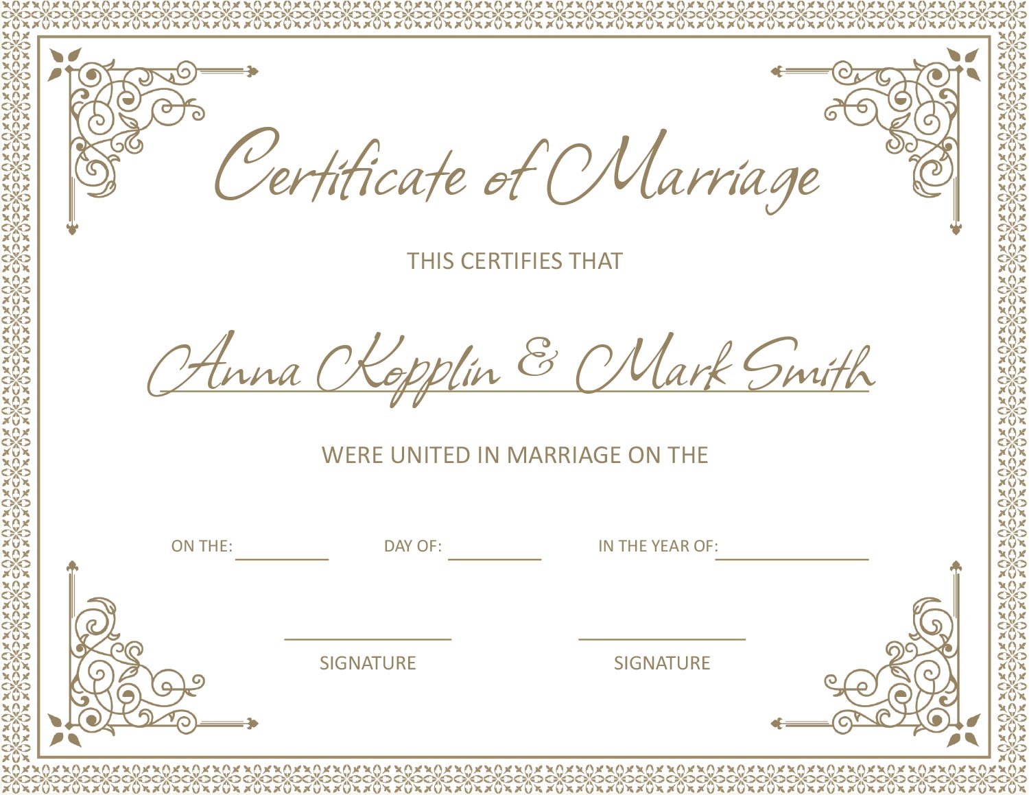 Minimal Brown Wedding Ceremony Certificate Template Word Google Minimal Brown Wedding Ceremony Certificate Template Word Google