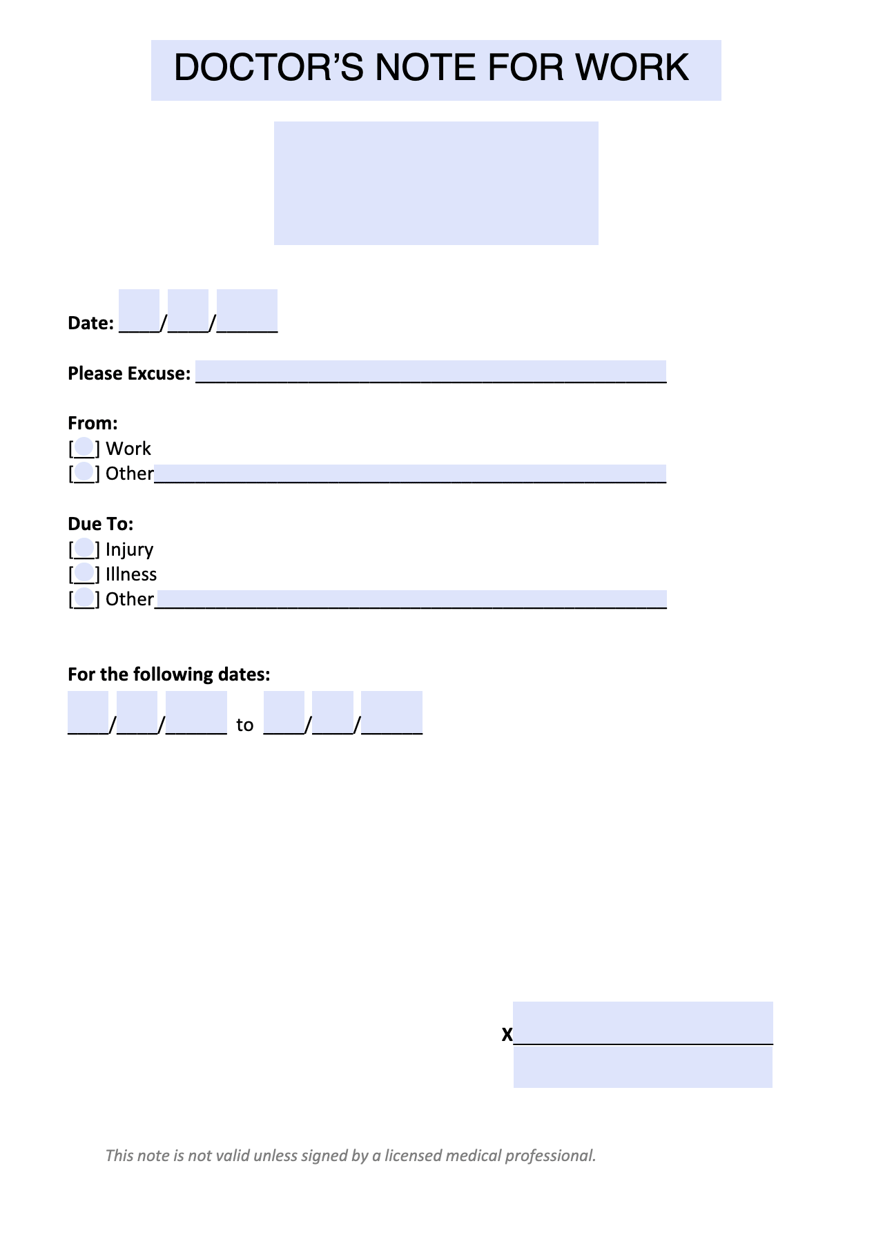 Doctor's Note Template for Work (Word | Google Docs | PDF)