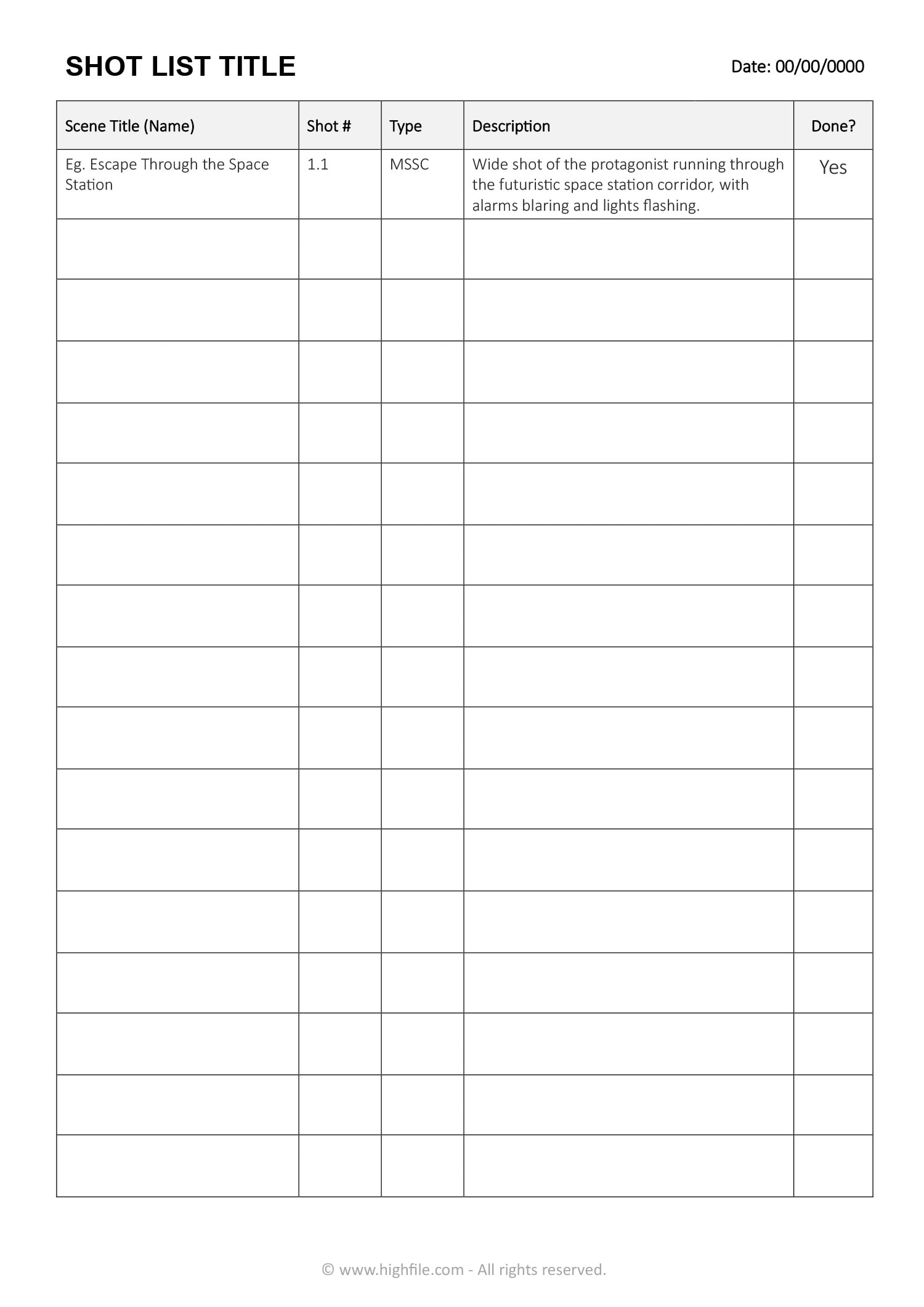 Minimal Shot List Template Word Google Docs Highfile minimal-shot-list-template-word-google-docs-highfile