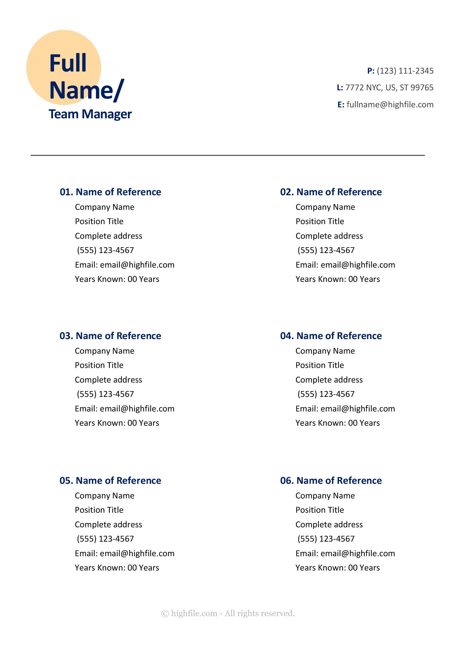 Free Reference List Templates - Edit & Print