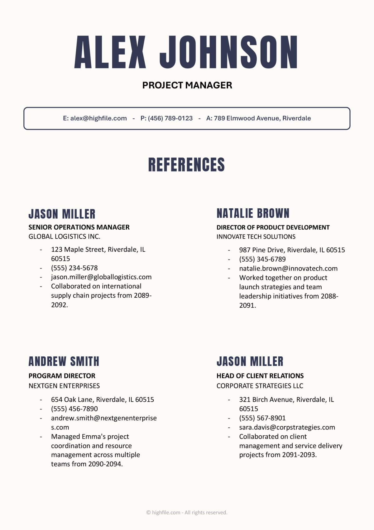 Free Reference List Templates - Edit & Print