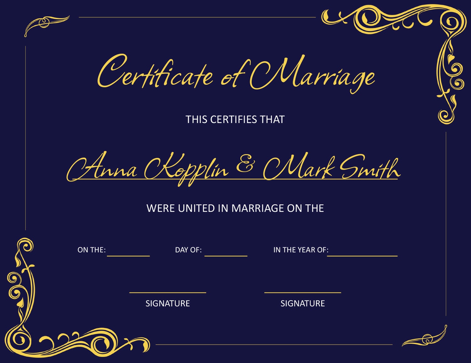 Royal Blue Wedding Ceremony Certificate Template Word Google Docs Royal Blue Wedding Ceremony Certificate Template Word Google Docs