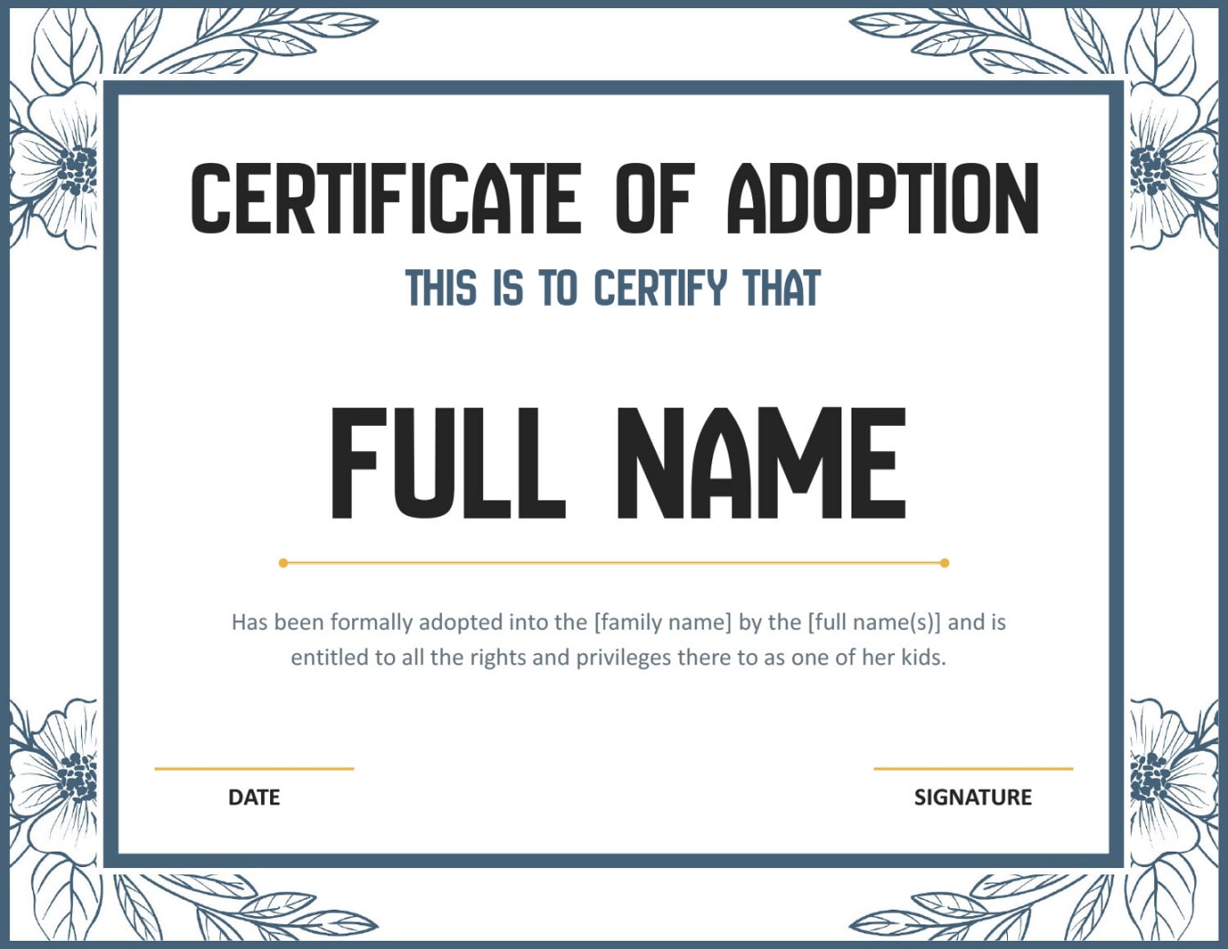 Free Editable Adoption Certificate Templates Highfile Free Editable Adoption Certificate Templates Highfile