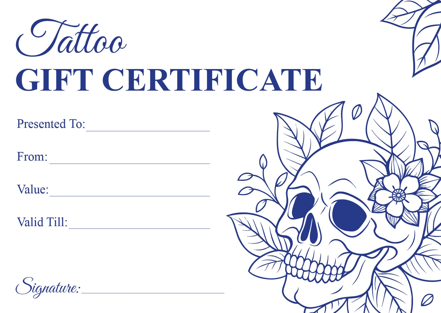 Vintage Style Tattoo Shop Gift Certificate Template Word Google