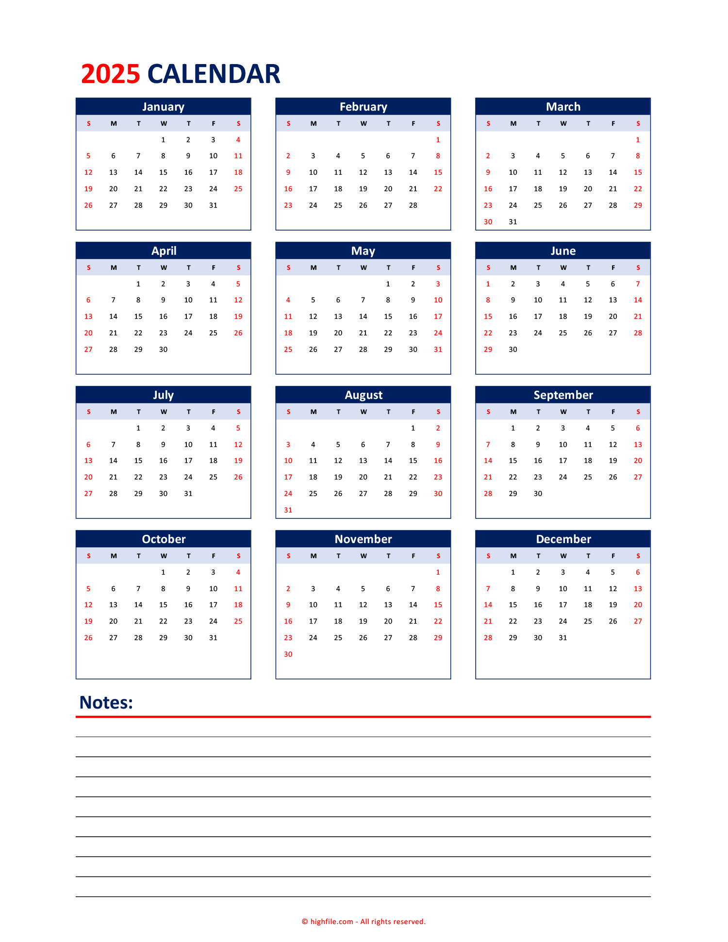 2025 Annual Calendar Template Excel Google Sheets PDF Highfile 2025 Annual Calendar Template Excel Google Sheets PDF Highfile
