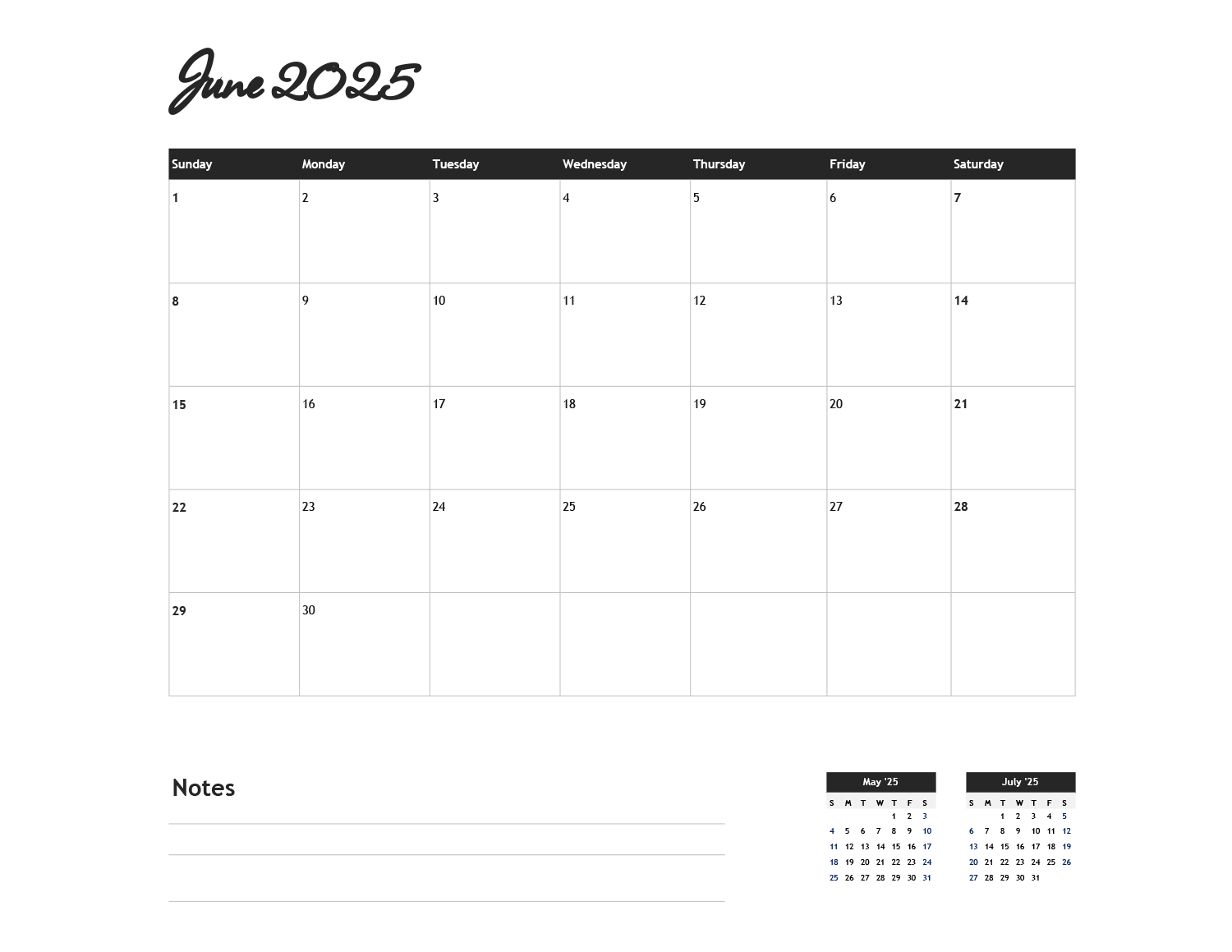 2025 Calendar Template - Excel | Google Sheets - Highfile 2025-calendar-templates-and-images
