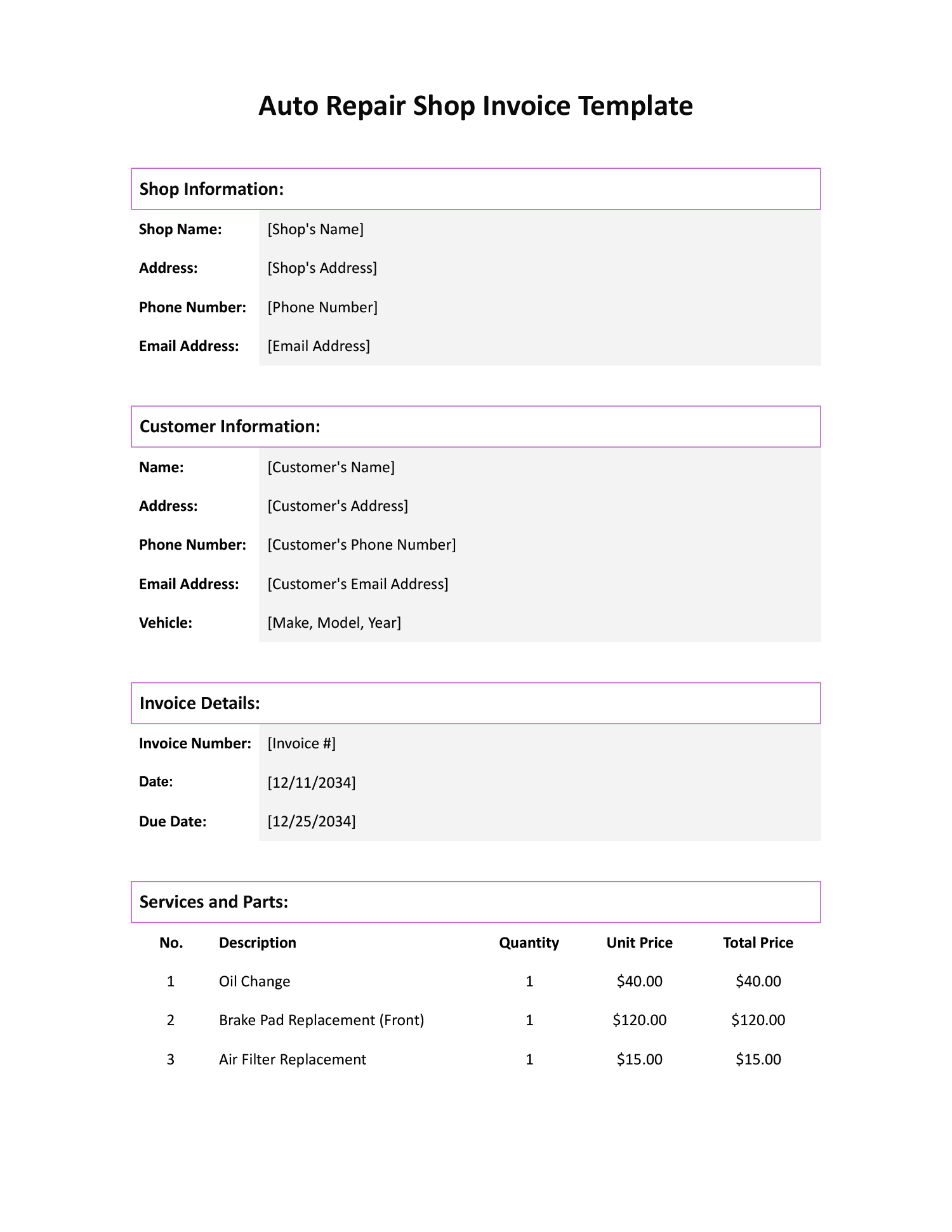 Auto Repair Shop Invoice Template Excel Google Sheets Highfile Auto Repair Shop Invoice Template Excel Google Sheets Highfile