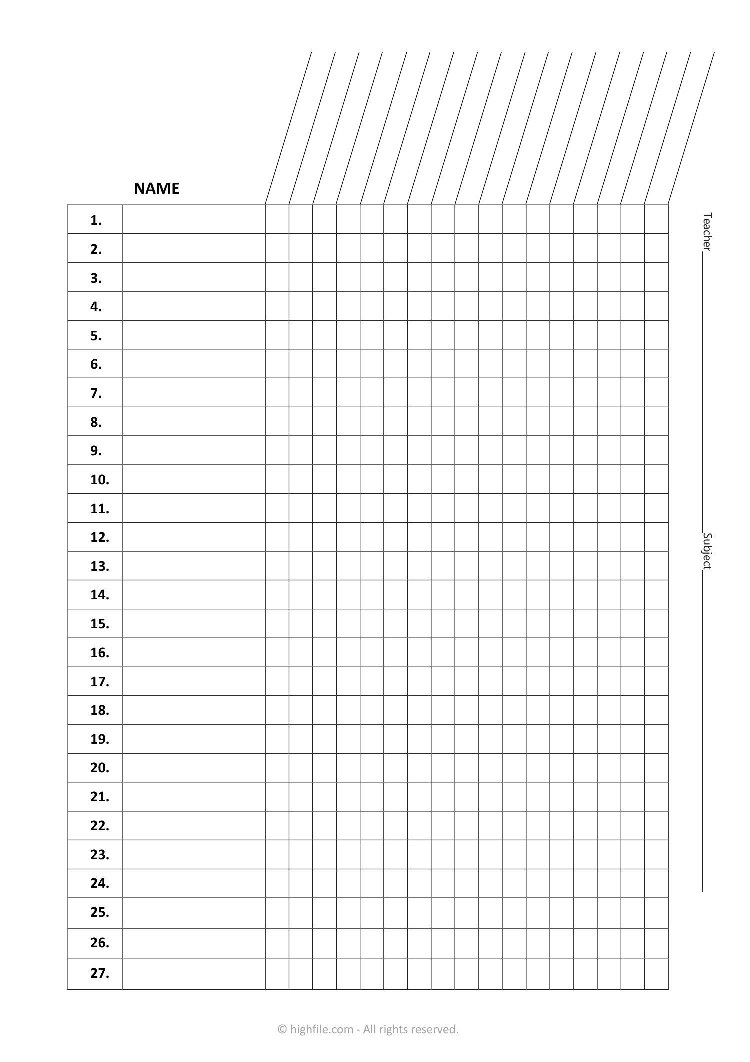 Class Roster Spreadsheet - PDF | Excel - Highfile