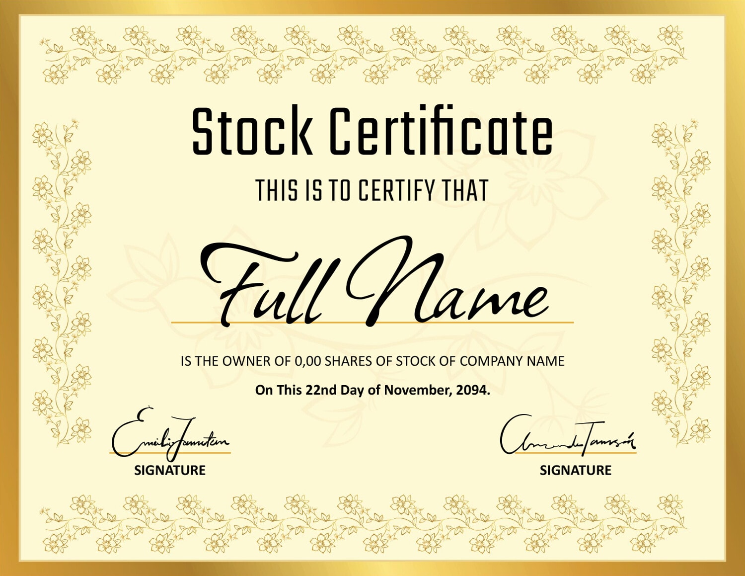 Free Editable Stock Certificate Templates - Highfile free-editable-stock-certificate-templates-highfile