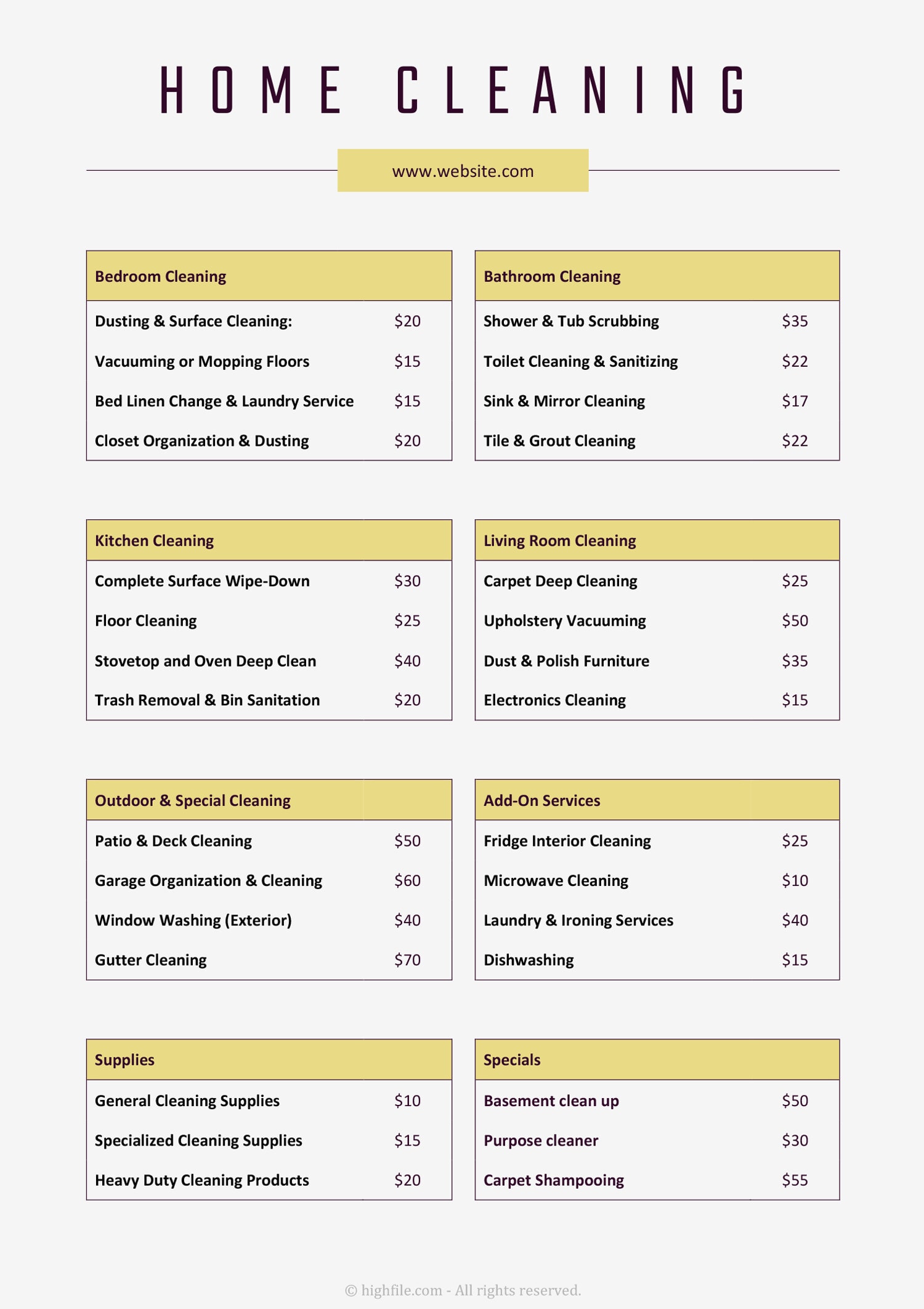 Free Editable Price List Templates - Highfile free-editable-price-list-templates-highfile