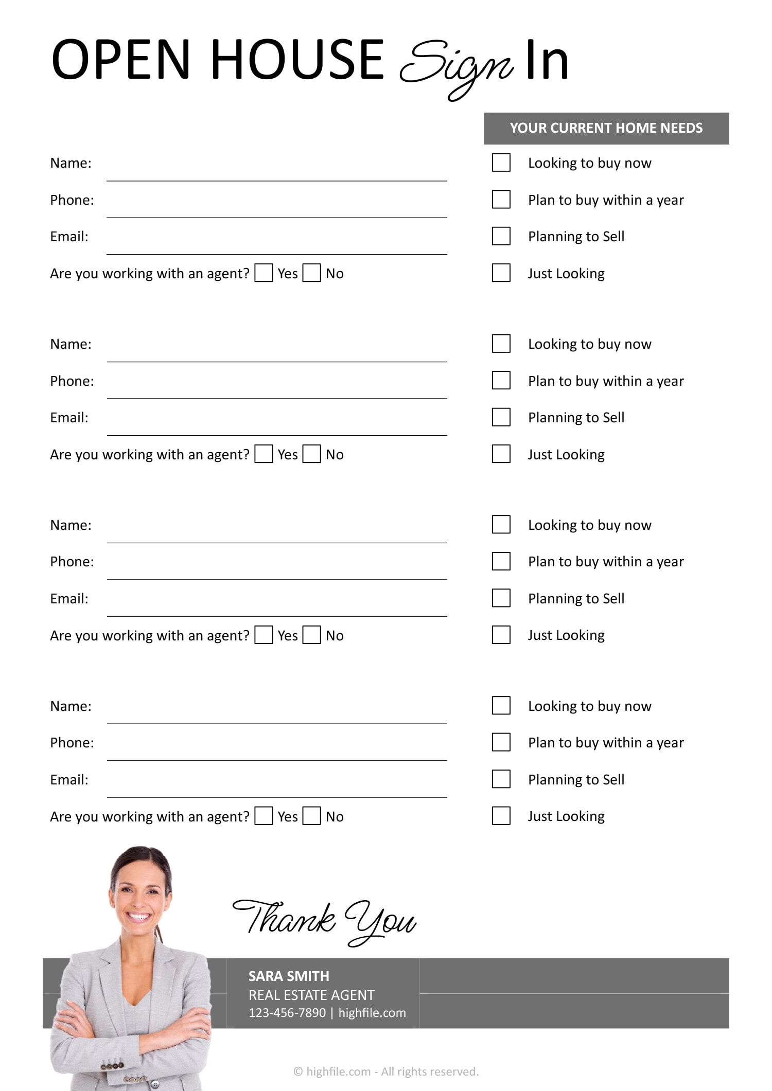 Minimal Real Estate Open House Sign-in Sheet - Word | Google Docs | PDF ...