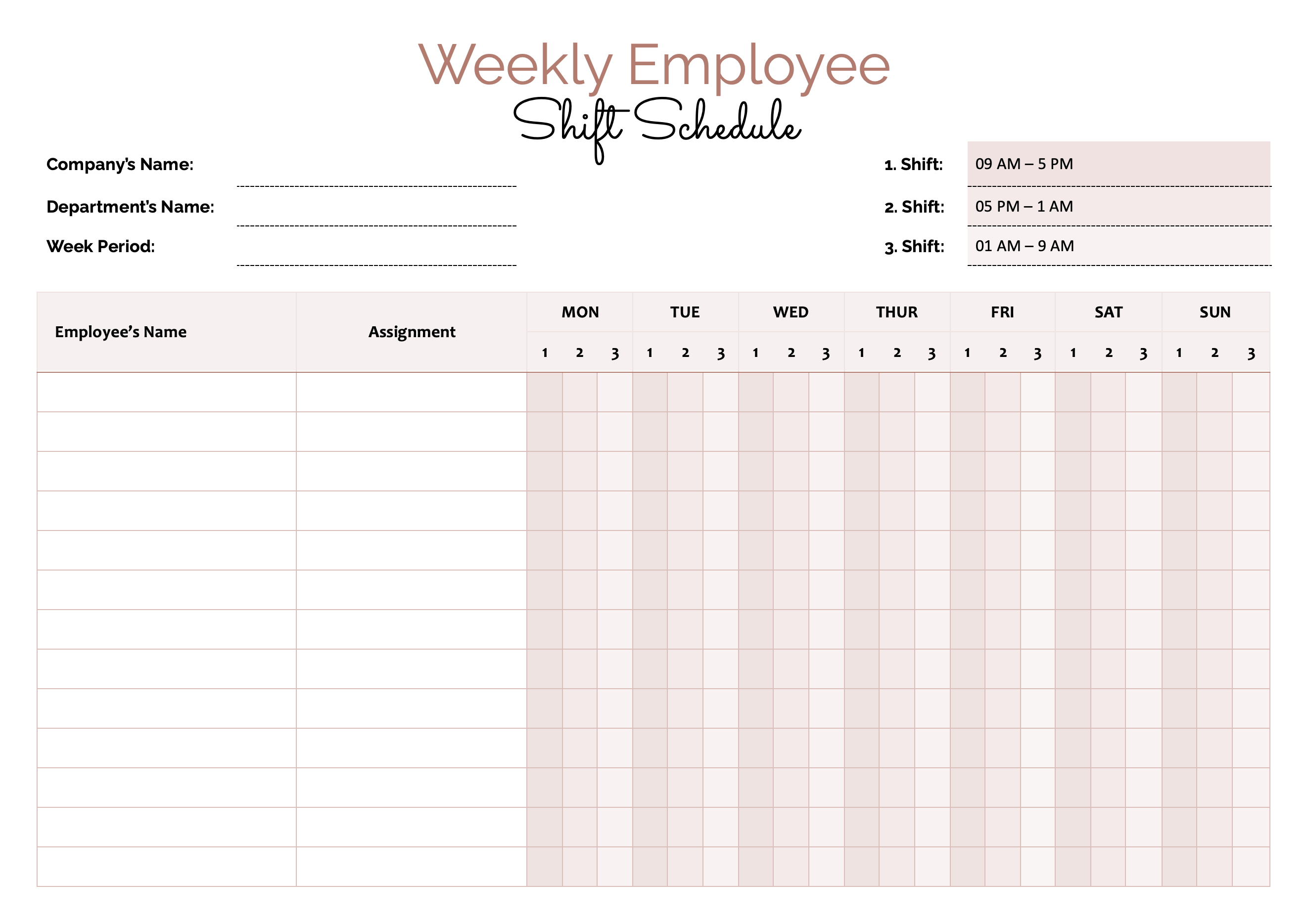 8-hour Shift Schedule for 7 Days a Week Template - Word | Google Docs ...