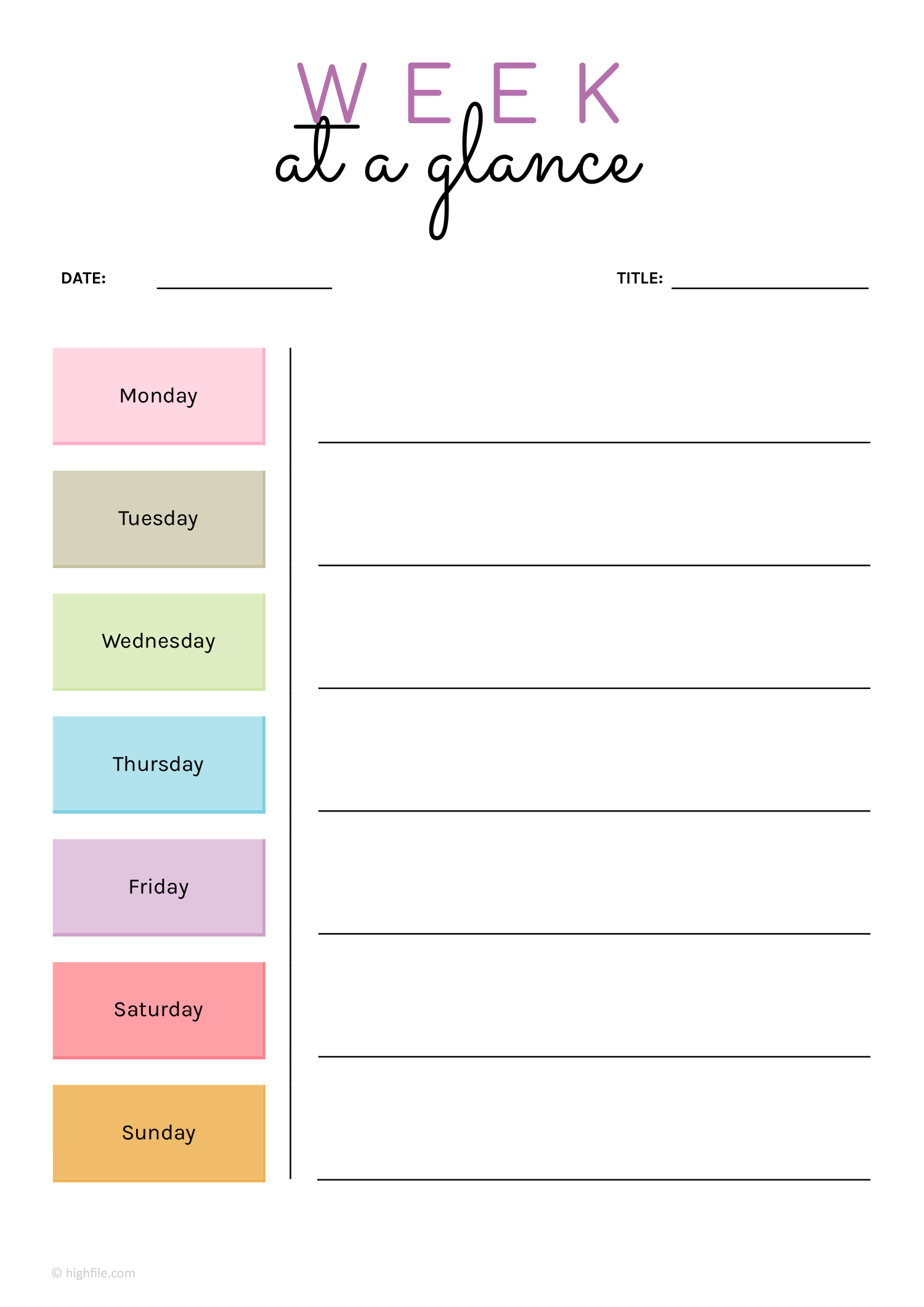 Colorful Weekly Schedule Template Word Google Docs Highfile Colorful Weekly Schedule Template Word Google Docs Highfile