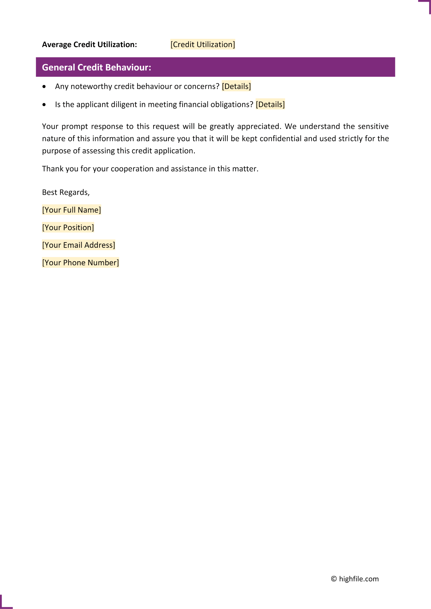 Credit Reference Request Form - Word | PDF | Google Docs - Highfile credit-reference-request-form-word-pdf-google-docs-highfile
