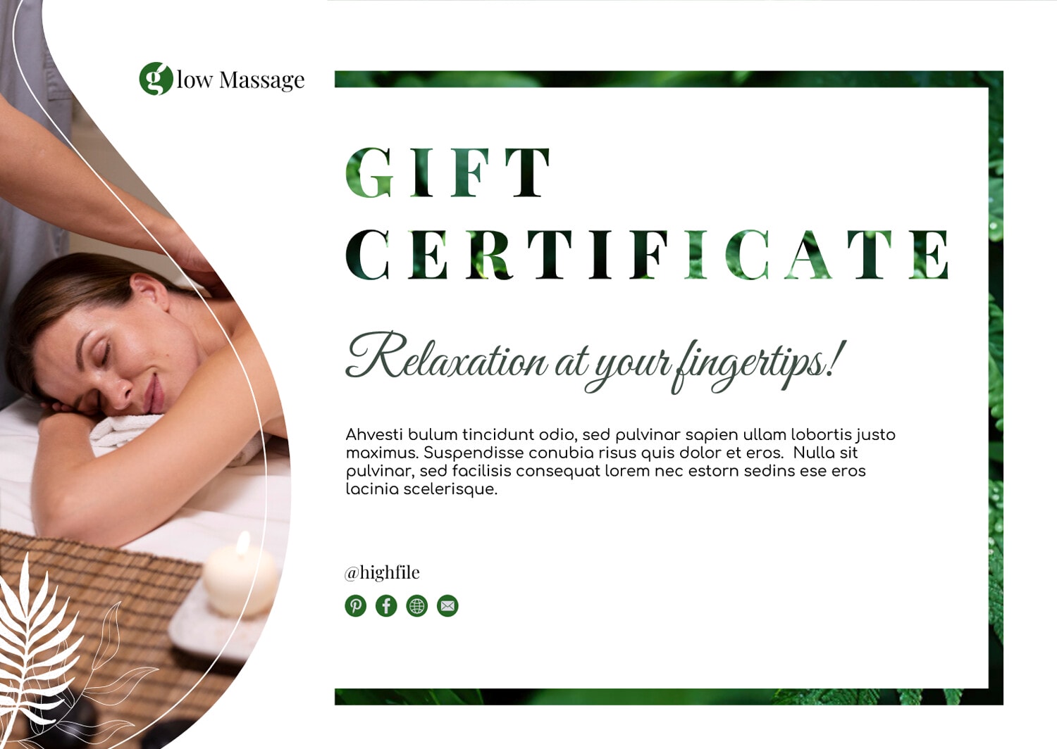 Green Massage Gift Certificate Template PowerPoint Google Slides green-massage-gift-certificate-template-powerpoint-google-slides