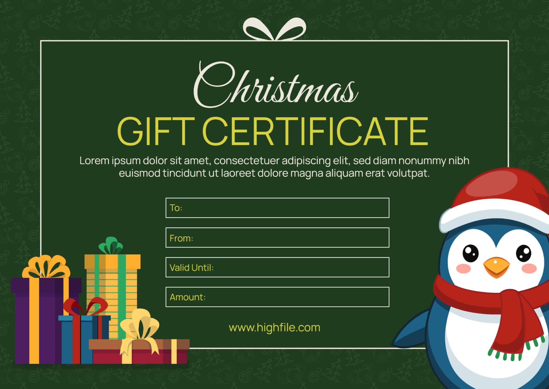 Chalkboard Christmas Gift Certificate Template Highfile