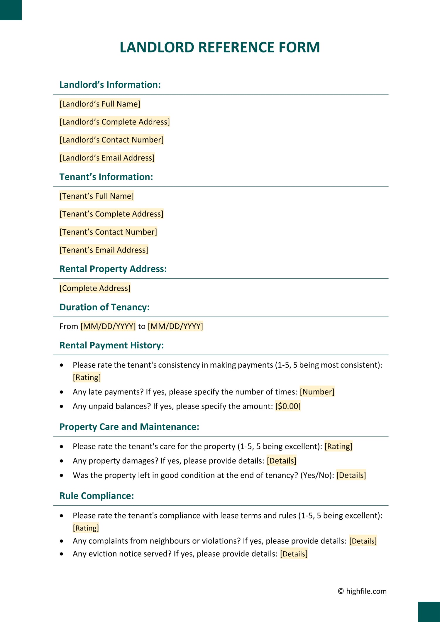 Business Credit Reference Form - Word | PDF | Google Docs - Highfile