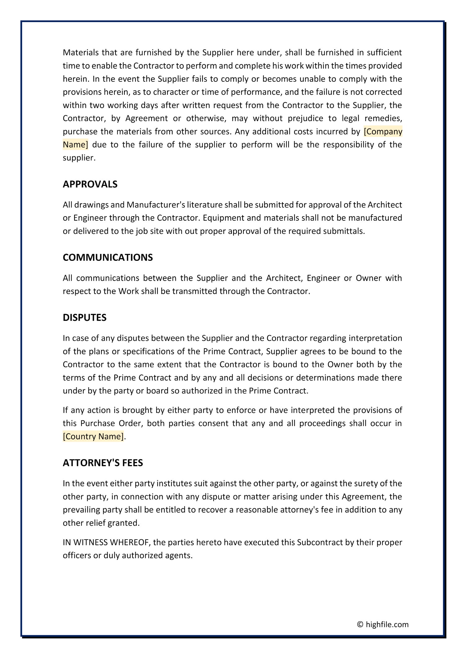 Purchase Order Agreement Template Word PDF Google Docs Highfile Purchase Order Agreement Template Word PDF Google Docs Highfile
