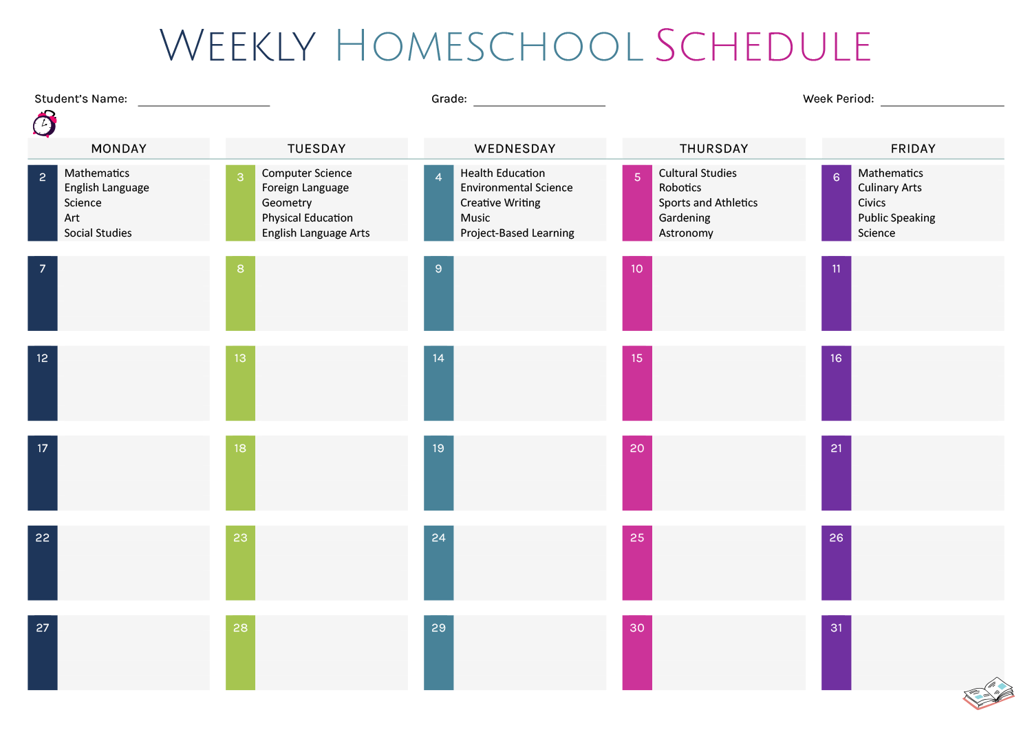 Weekly Homeschool Schedule Template Word Google Docs Highfile Weekly Homeschool Schedule Template Word Google Docs Highfile