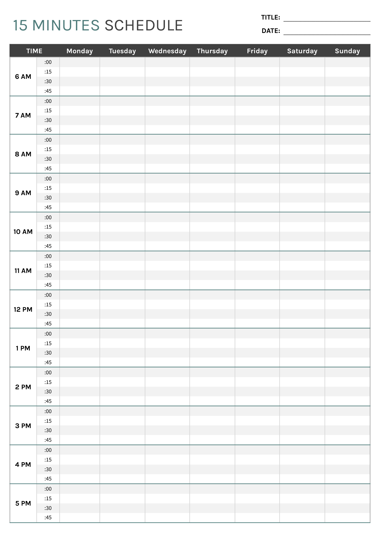 15 Minute Schedule Template - Google Docs | Word - Highfile 15-minute-schedule-template-google-docs-word-highfile