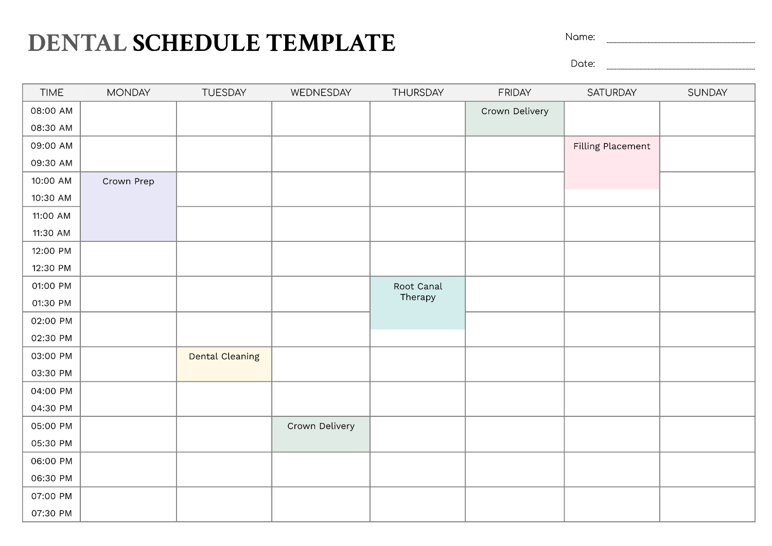 Dental Scheduling Template Google Docs Word Highfile Dental Scheduling Template Google Docs Word Highfile