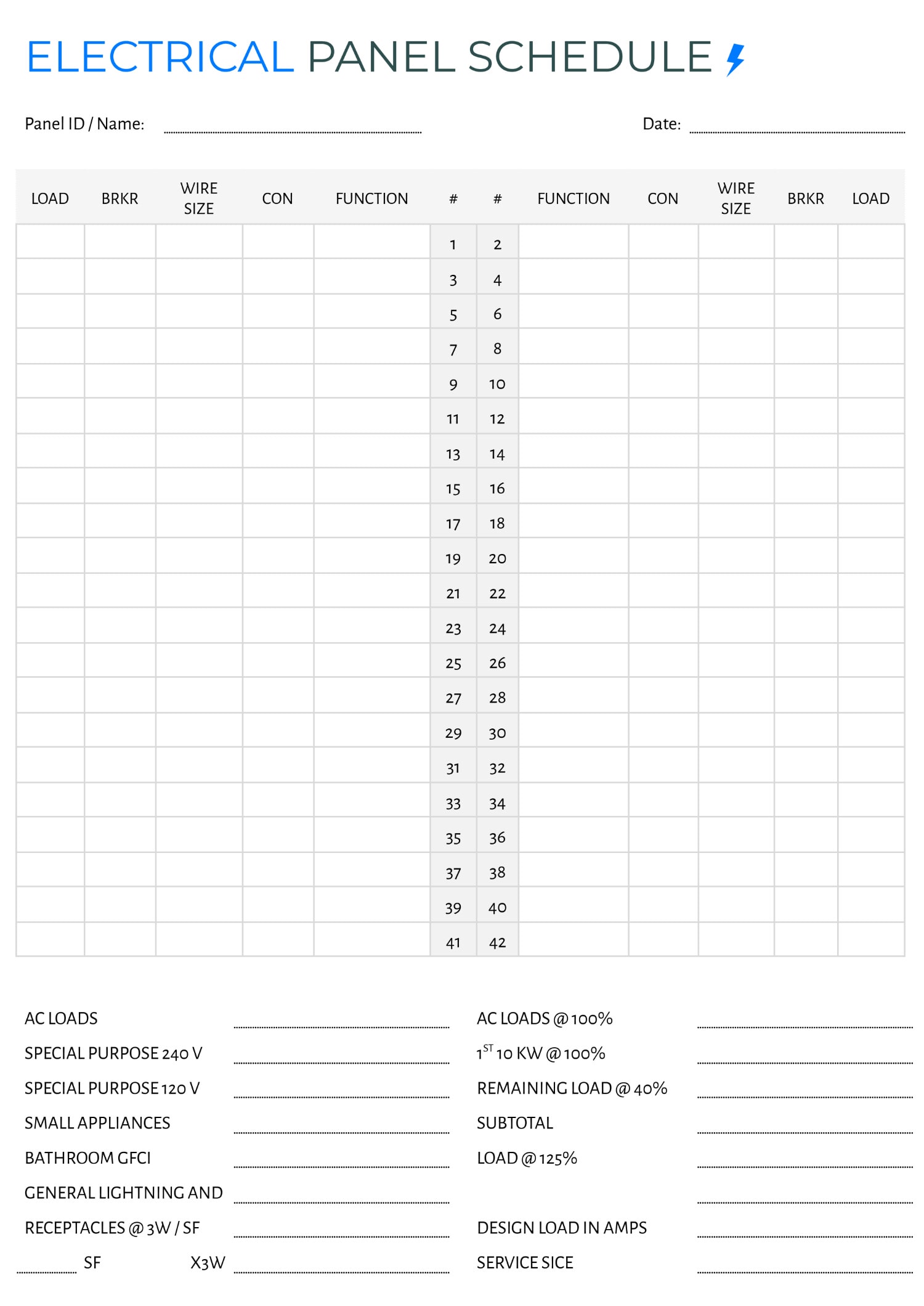Electrical Panel Schedule Template - Google Docs | Word - Highfile electrical-panel-schedule-template-google-docs-word-highfile