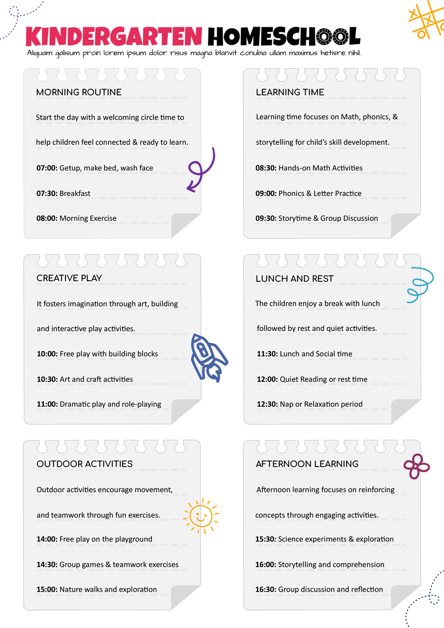 Free Kindergarten Homeschool Schedule Template - Edit and Print