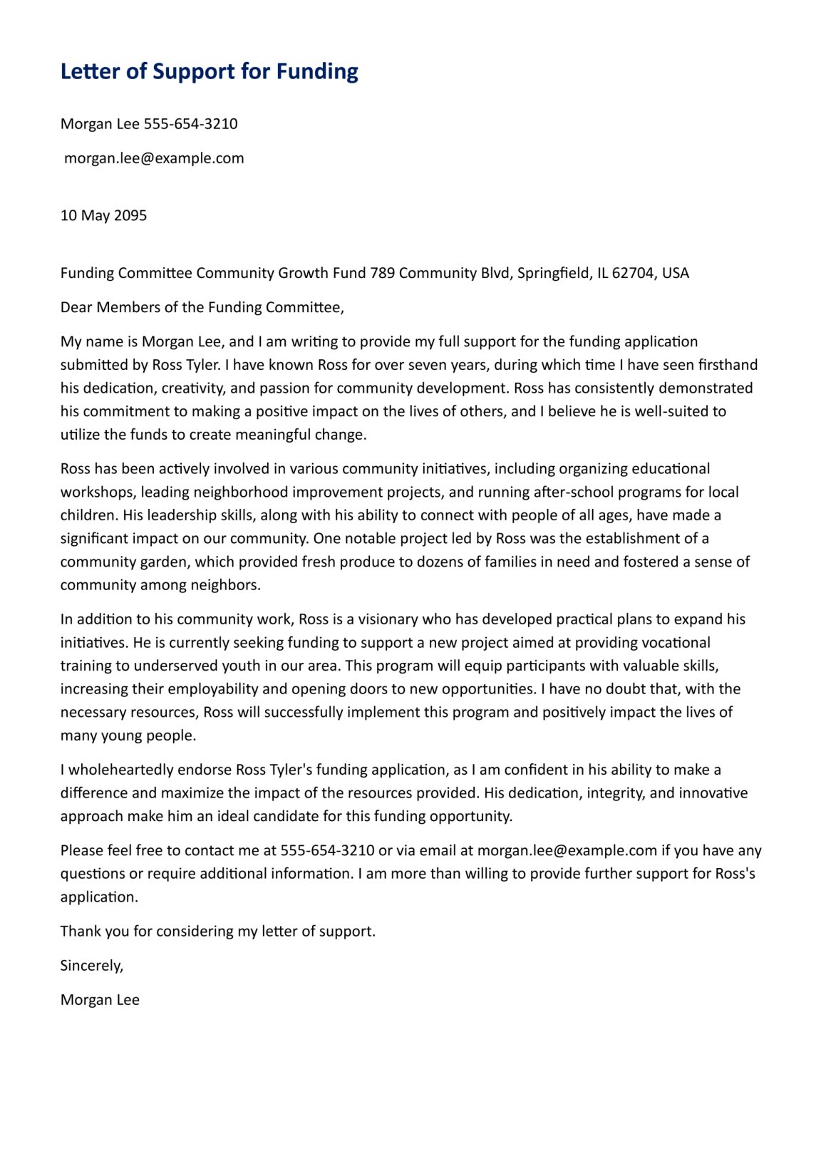 Free Letter of Support Templates & Examples - Highfile