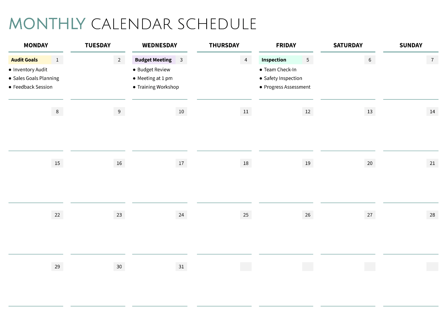 Monthly Time Blocking Schedule Template Google Slides PowerPoint Monthly Time Blocking Schedule Template Google Slides PowerPoint