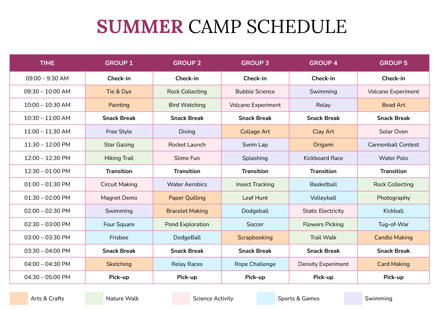 Summer Camp Schedule Template Google Docs Word Highfile Summer Camp Schedule Template Google Docs Word Highfile