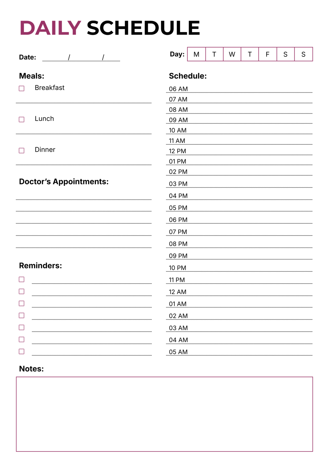 Free Daily Schedule Templates - Customize and Print