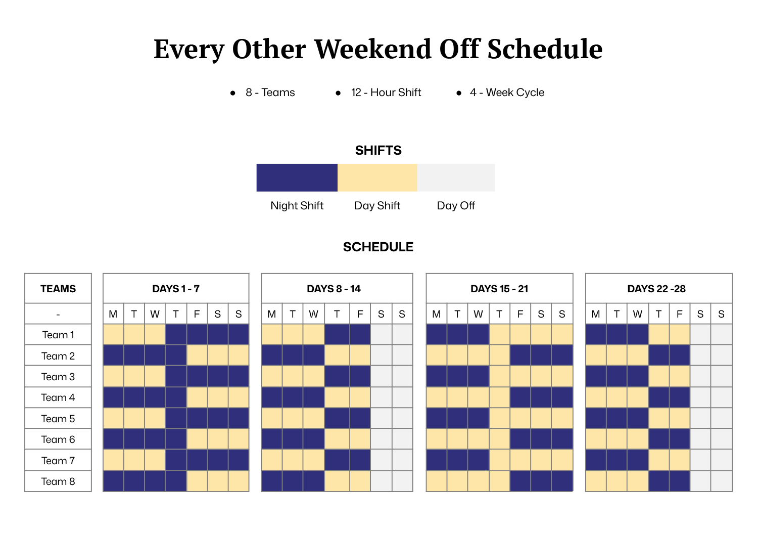 Every Other Weekend Off Schedule Template - Highfile