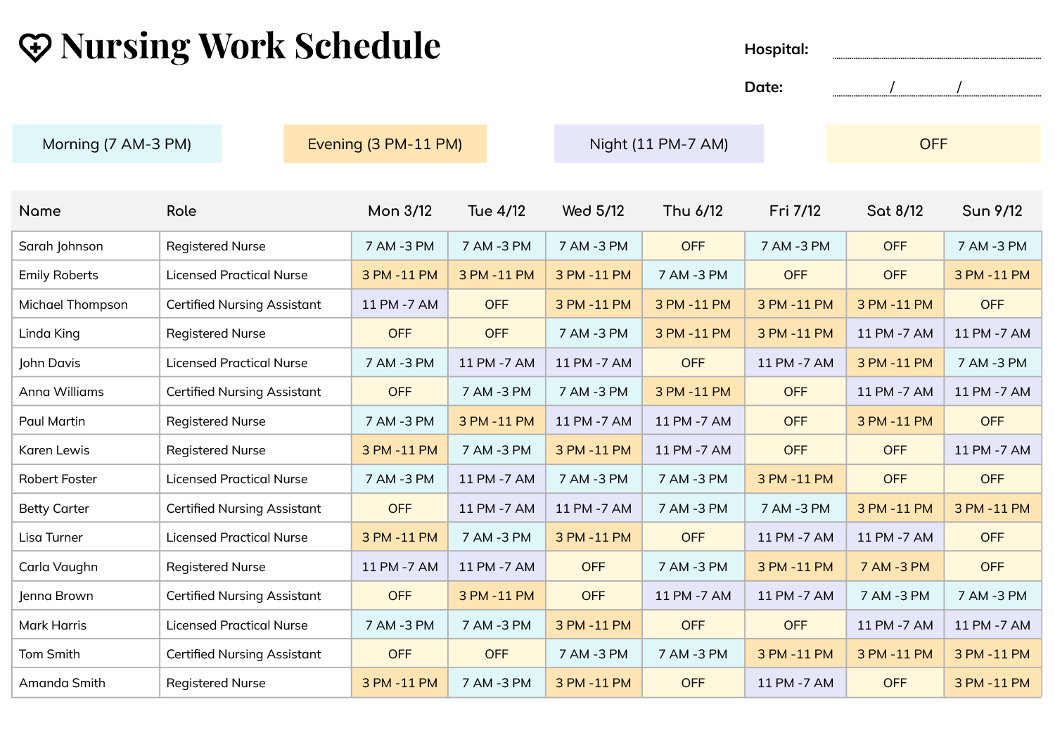 Free Customizable Work Schedule Templates - Highfile