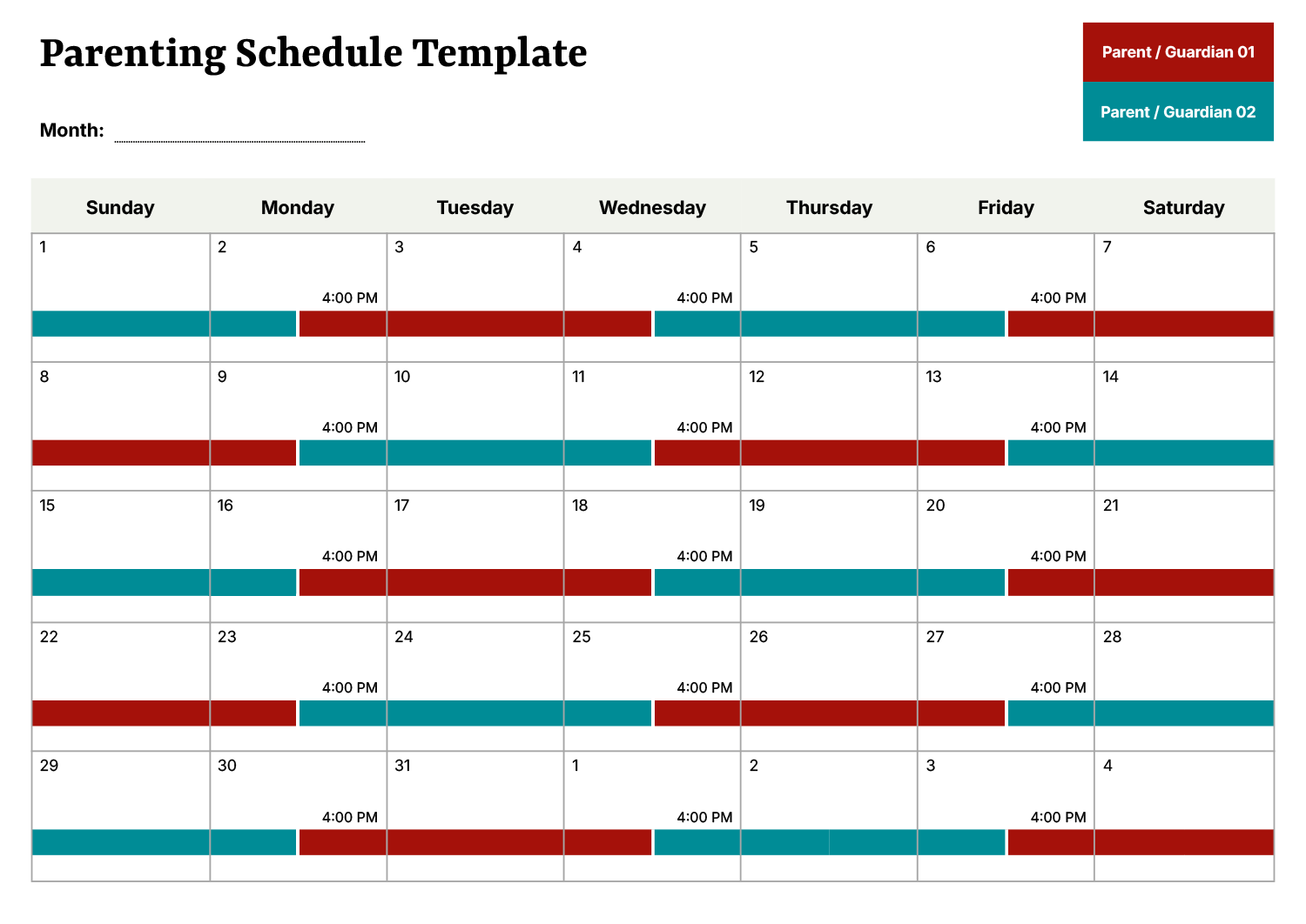 Parenting Schedule Template Highfile parenting-schedule-template-highfile