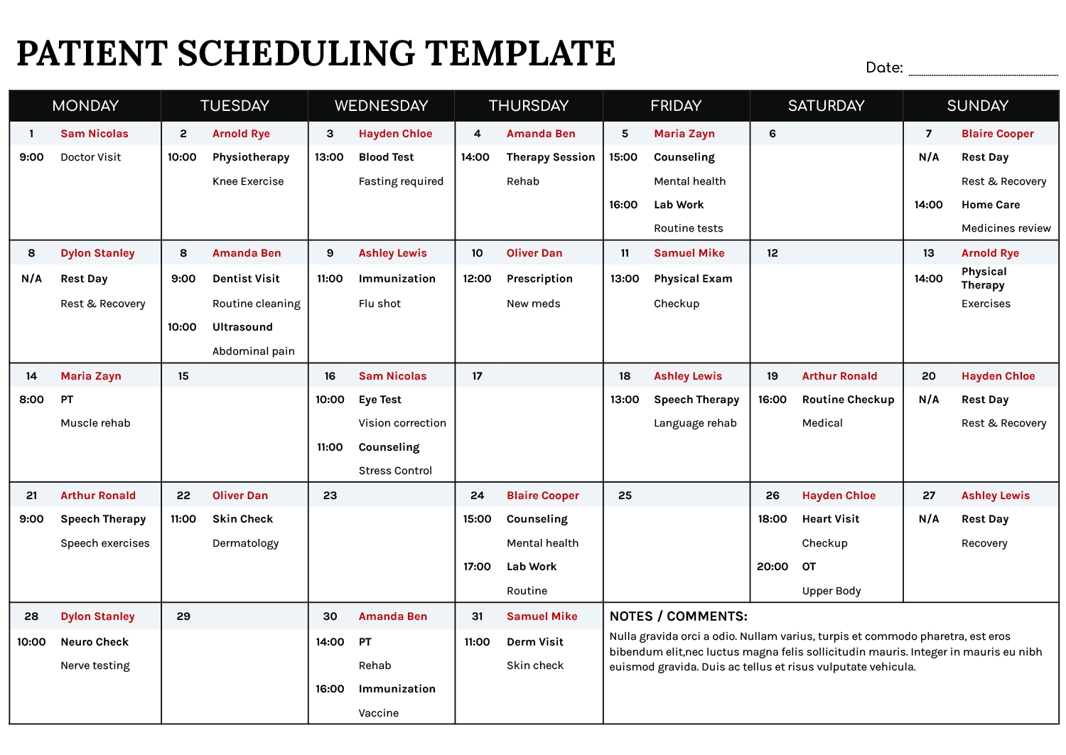 Patient Scheduling Template Google Docs Word Highfile Patient Scheduling Template Google Docs Word Highfile