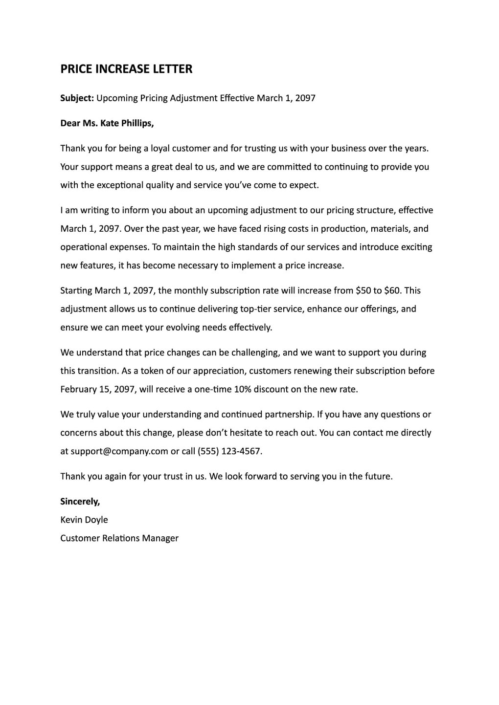 How to Write a Price Increase Letter: 9 Steps (with Examples) - Highfile