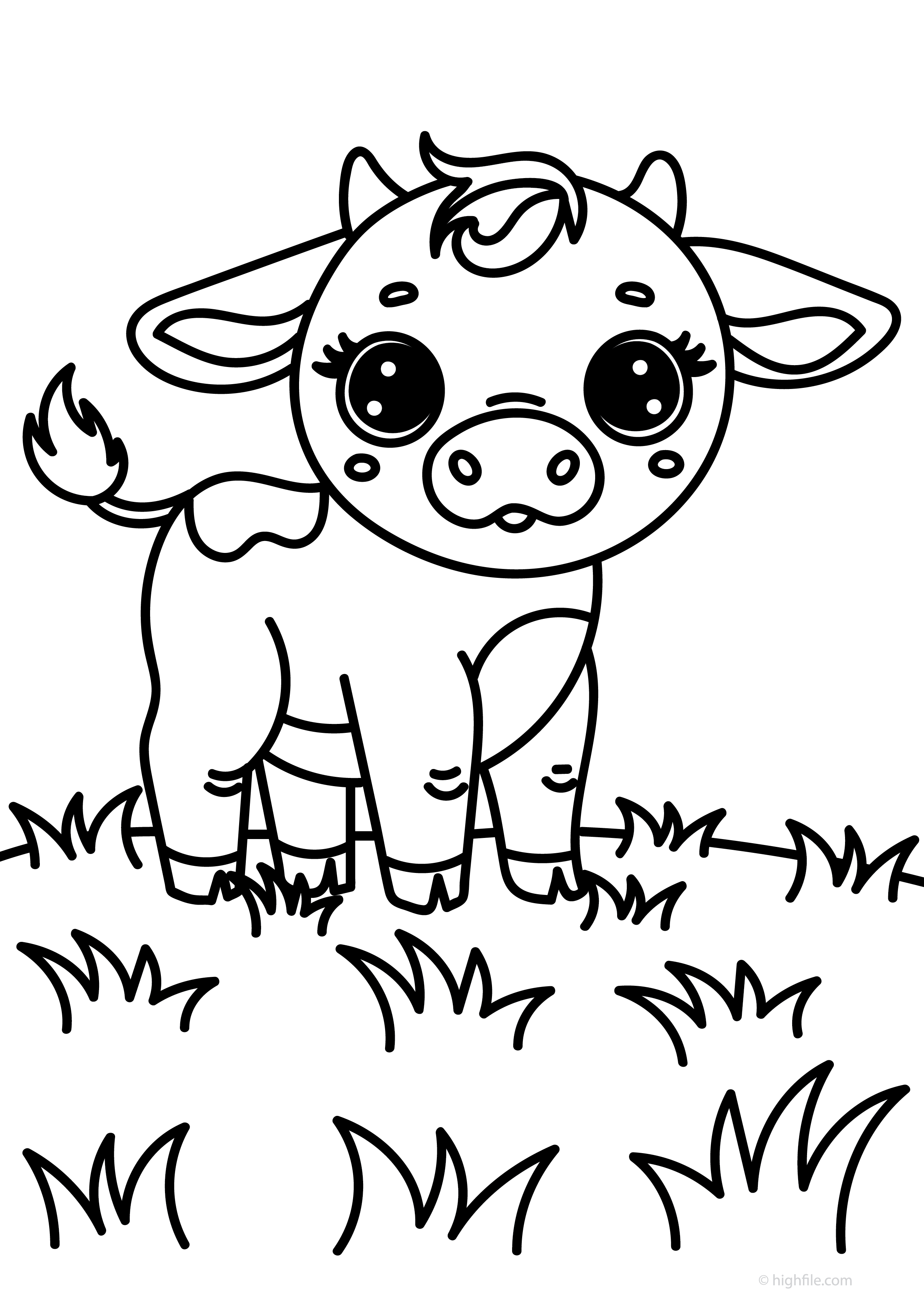 Baby Cow Coloring Page PDF - Baby Cow Coloring Page PDF 