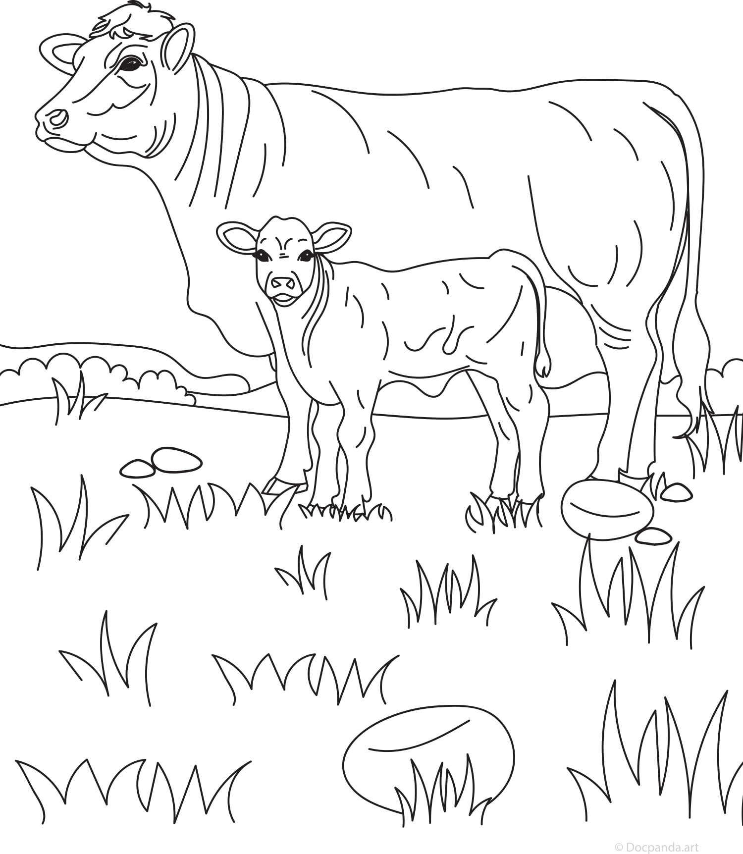 cow-and-calf-coloring-page-pdf-highfile for Free Printable Cow Pictures Pdf Cow and Calf Coloring Page - PDF - Highfile for Free Printable Cow Pictures Pdf