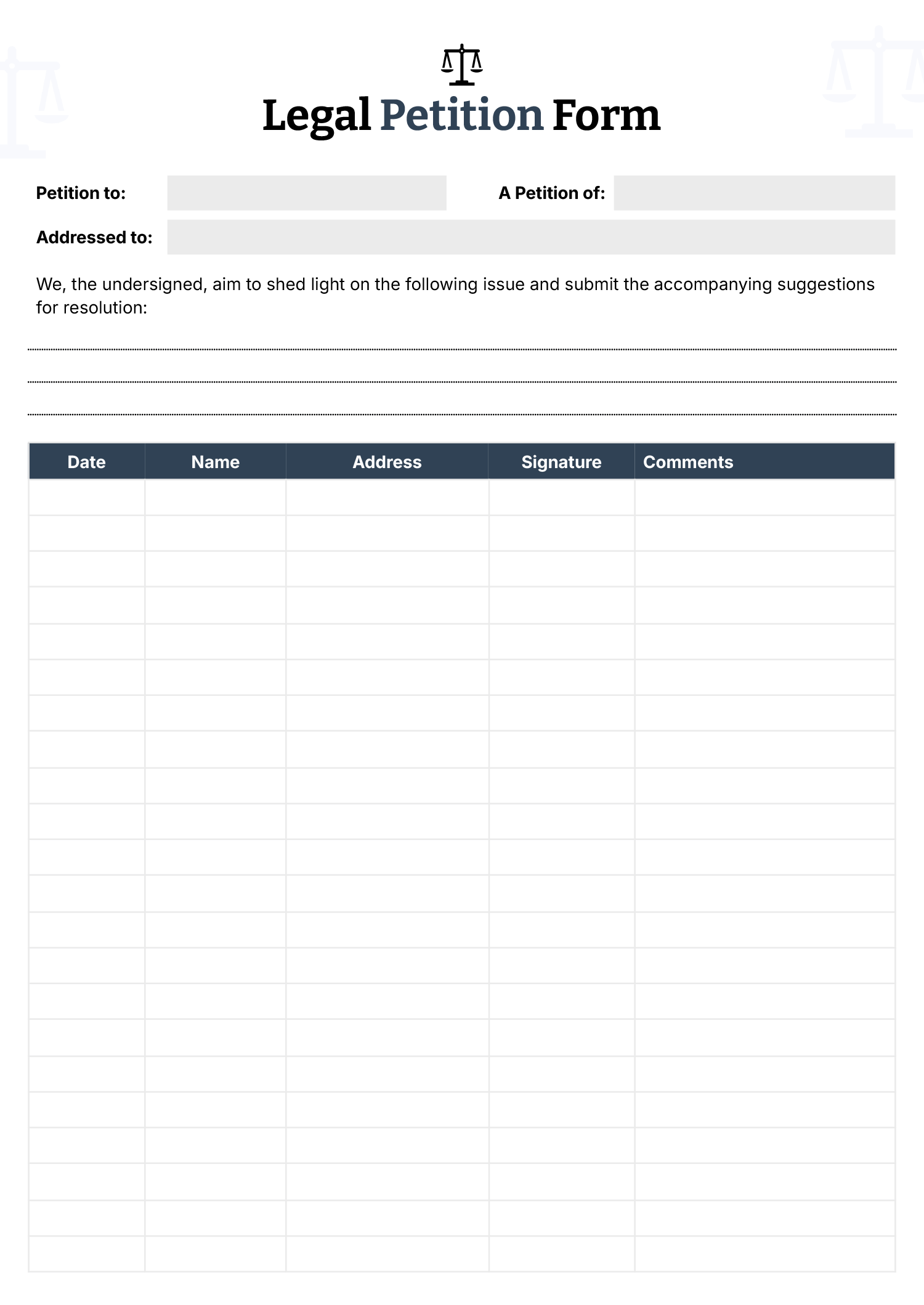 free-customizable-petition-templates-highfile for Free Printable Petition Signature Sheet Free Customizable Petition Templates - Highfile for Free Printable Petition Signature Sheet