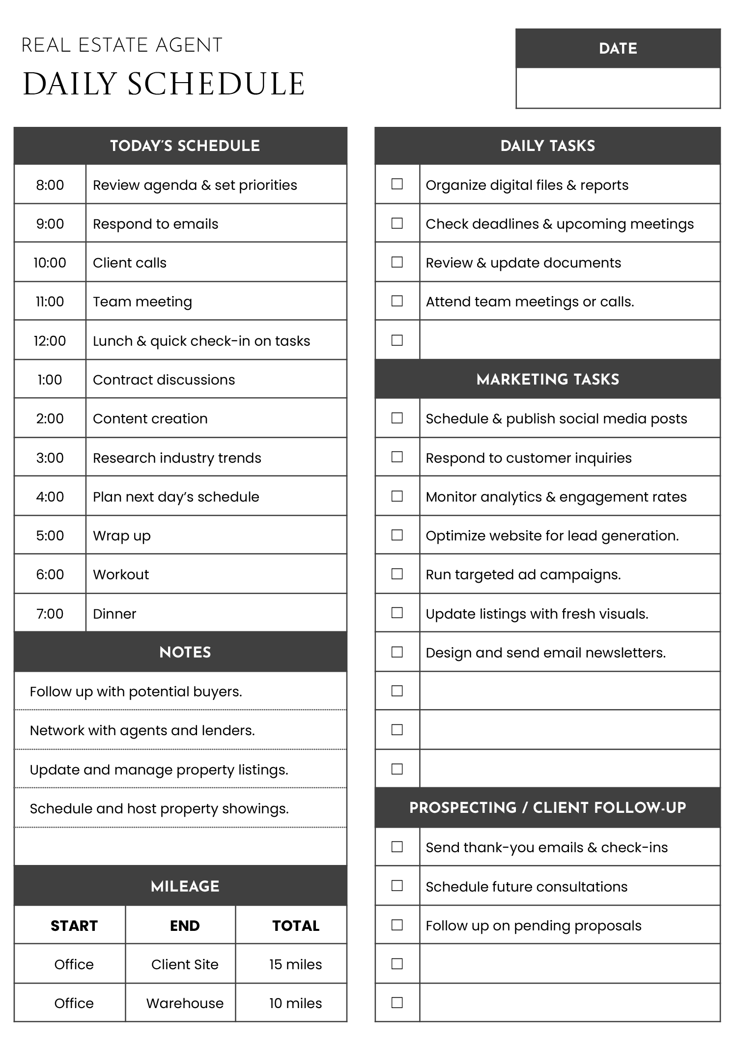 Real Estate Agent Daily Schedule Template Google Docs Word Highfile Real Estate Agent Daily Schedule Template Google Docs Word Highfile