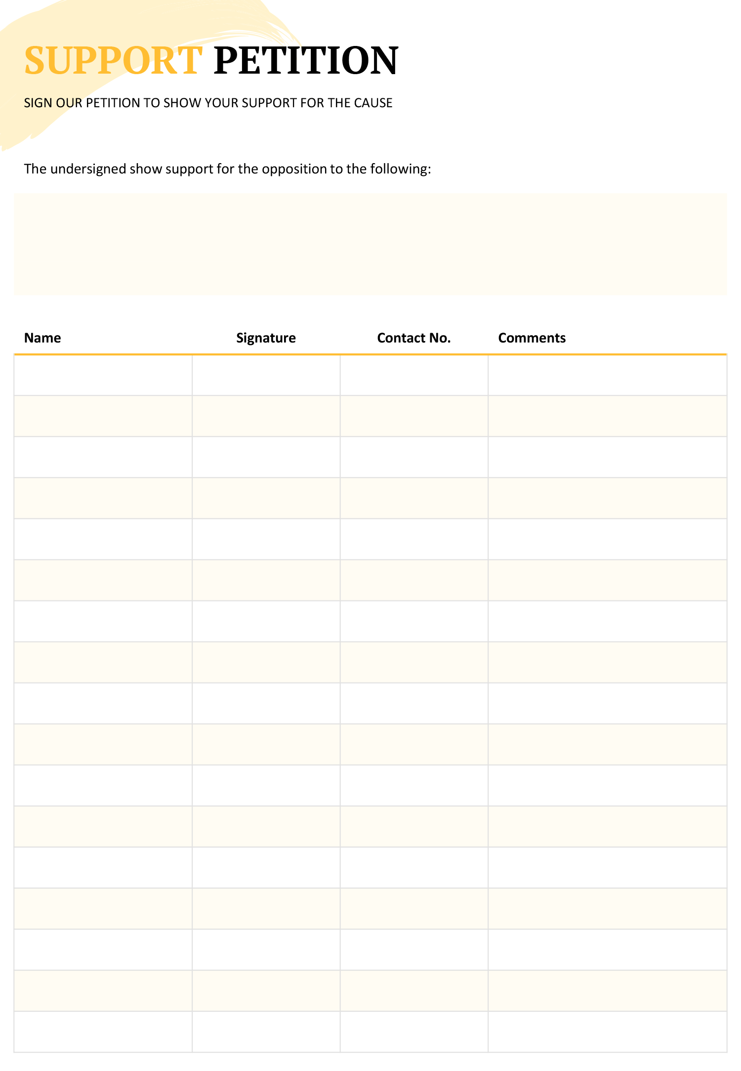 free-customizable-petition-templates-highfile for Free Printable Petition Signature Sheet Free Customizable Petition Templates - Highfile for Free Printable Petition Signature Sheet