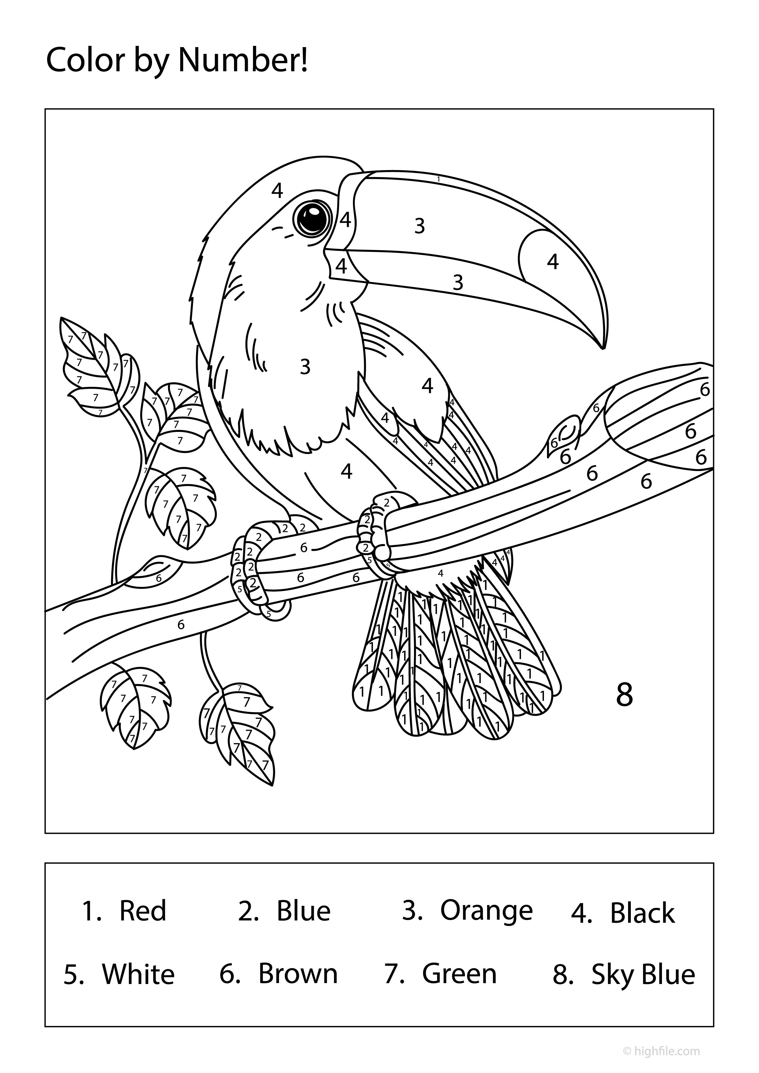 Parrot Color By Number Coloring Page PDF Highfile parrot-color-by-number-coloring-page-pdf-highfile