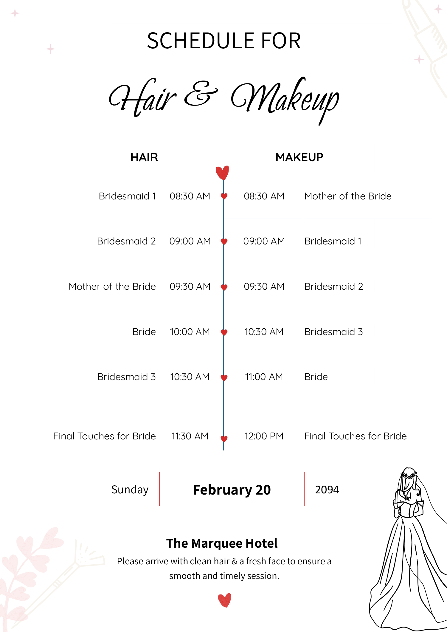 Hair and makeup timeline wedding day 60 photos - Astyledwedding.com