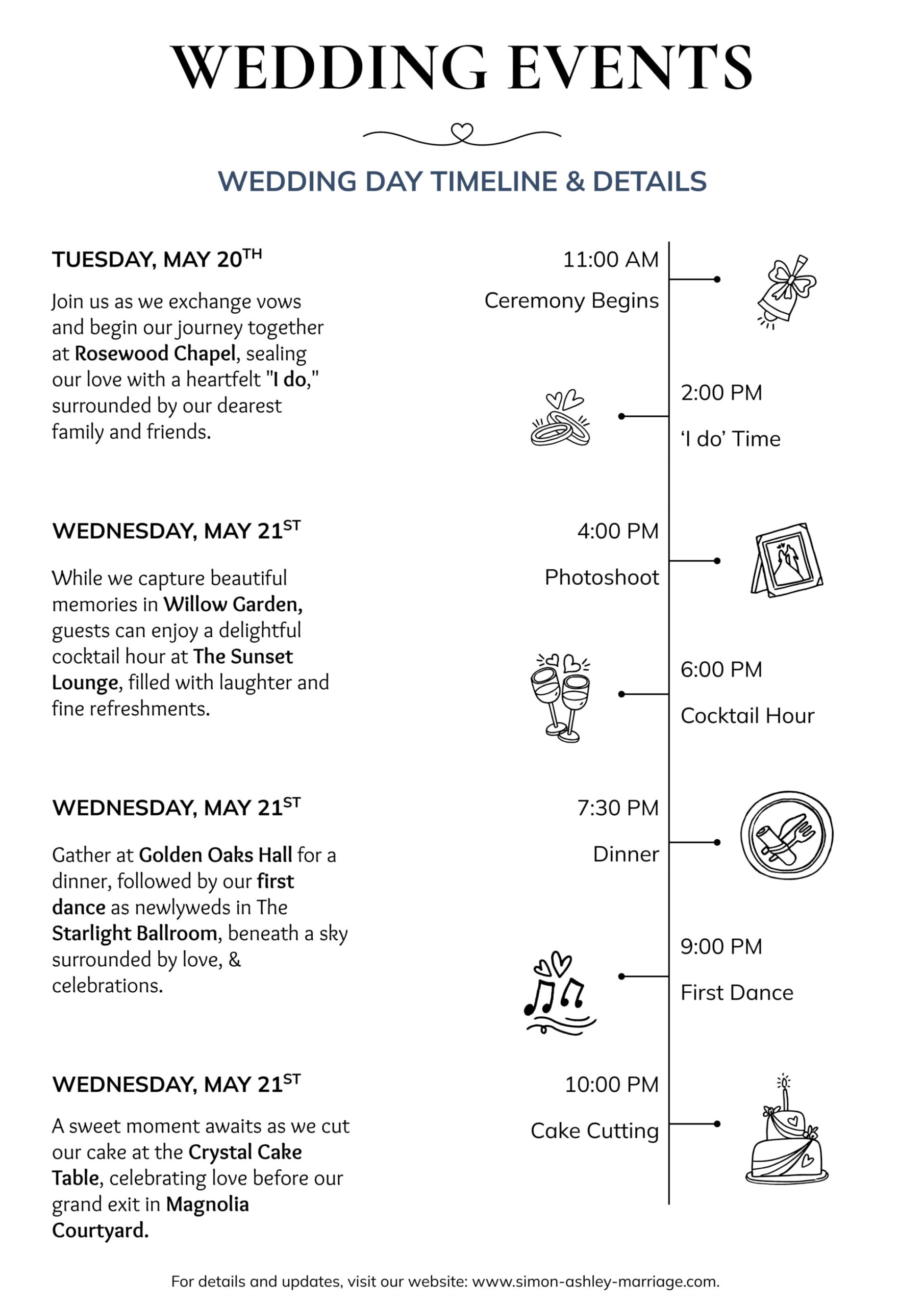Wedding Weekend Schedule Template - Google Slides | PowerPoint - Highfile